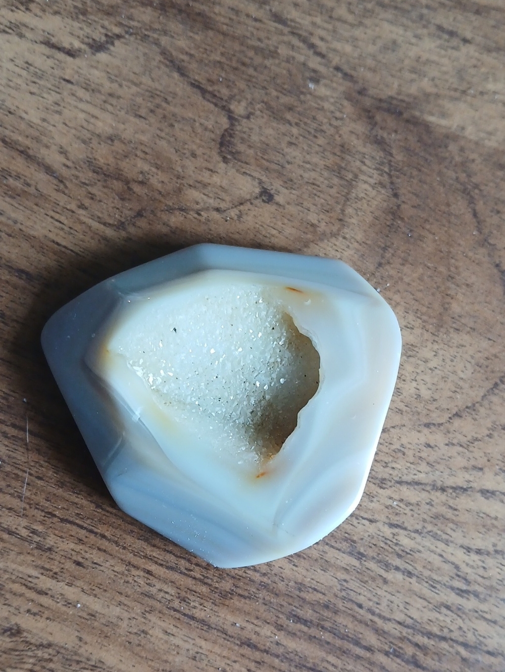 Polished Blue-Gray Agate Druzy Slice